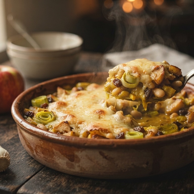 Vegetarische prei-bonenschotel