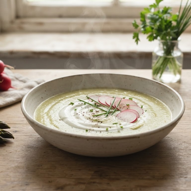 Velouté van asperges en radijs