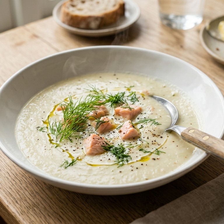 Venkelsoep met zalm