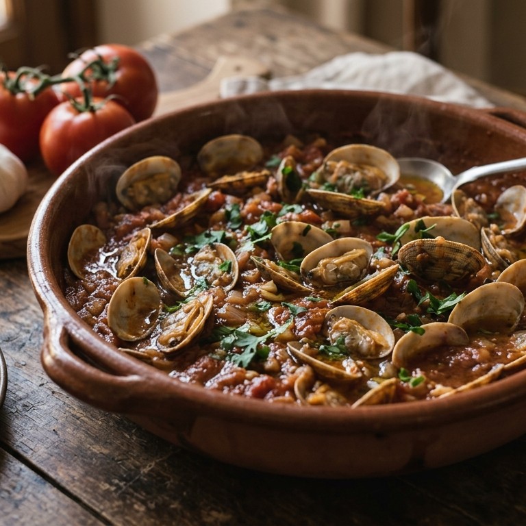 Venusschelpen in tomatensaus