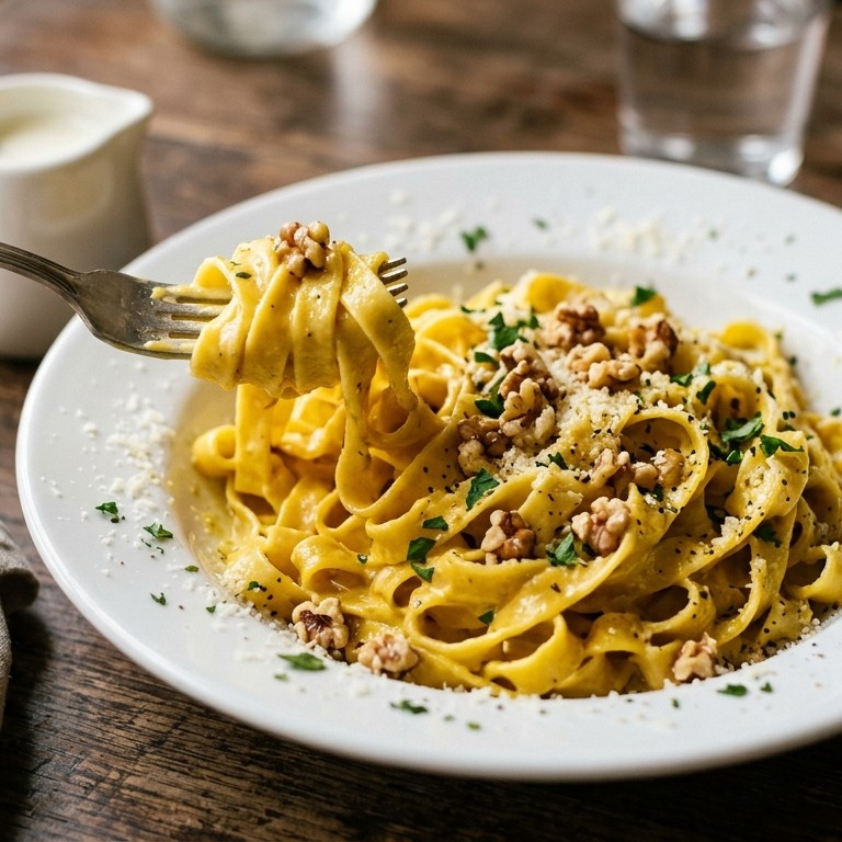 Verse pasta met safraan walnoten roomsaus