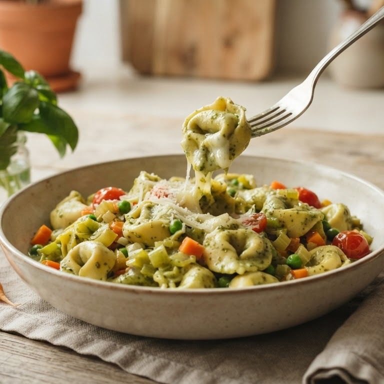 Verse tortellini met gemengde groenten