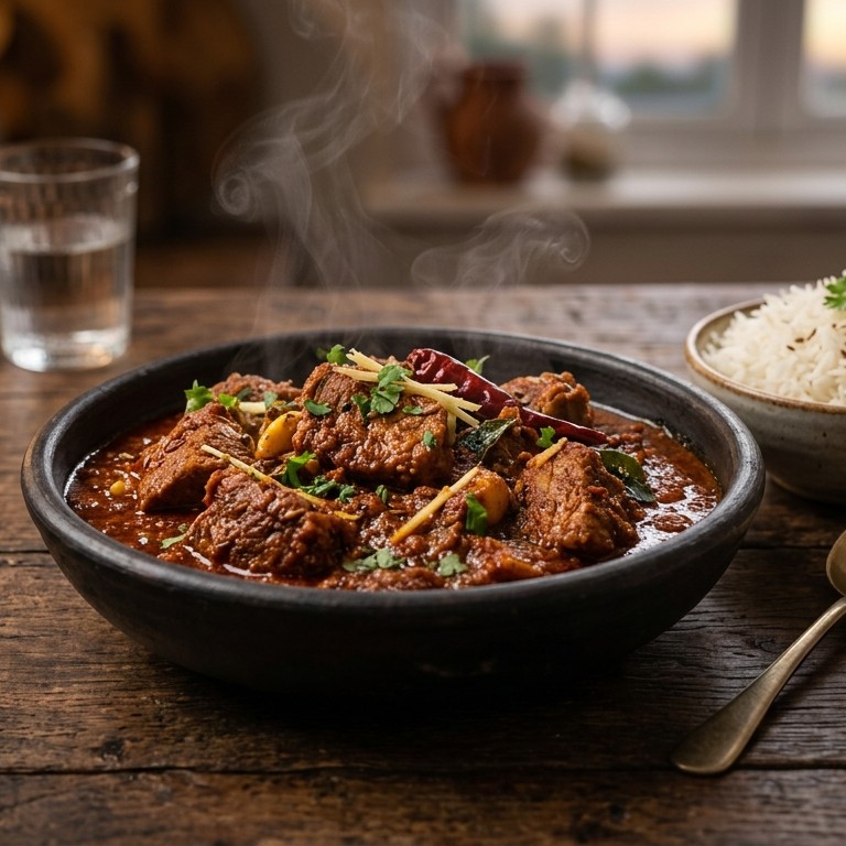 Vindaloo (pittig curry gerecht) met varkensfilet