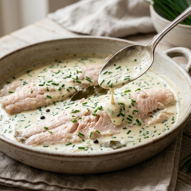 Vis Forel gestoofd met bieslooksaus