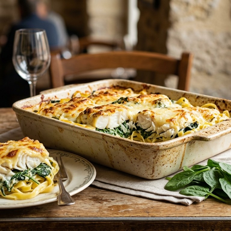Vis met spinazie-kaasgratin