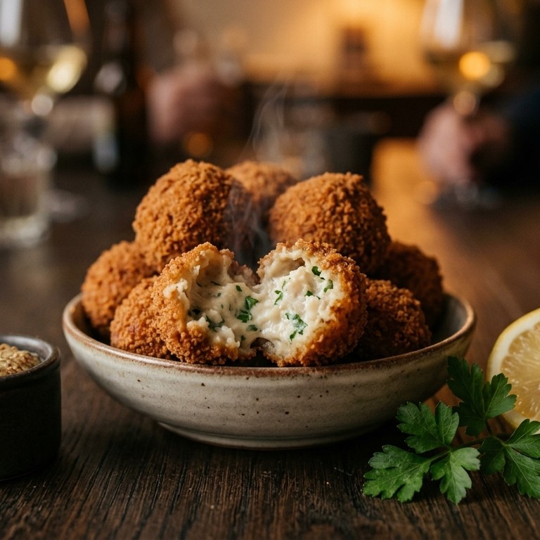 Visbitterballen met kabeljauwfilet