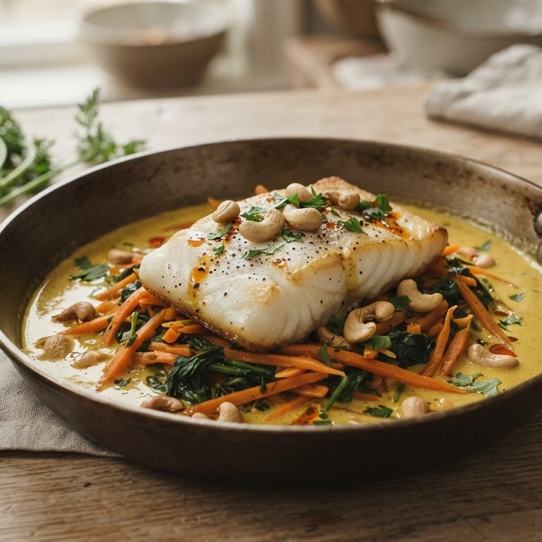 Visfilet in een bedje van wortels en spinazie