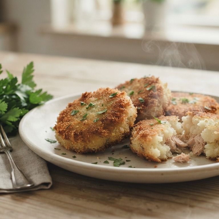 Viskoekjes van tonijn en aardappel
