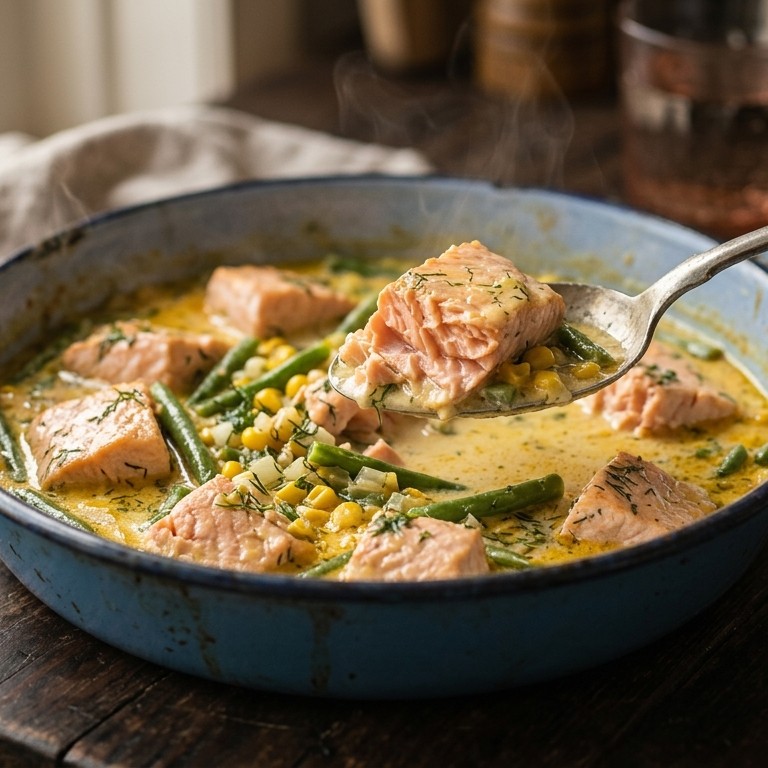 Vispannetje met zalm