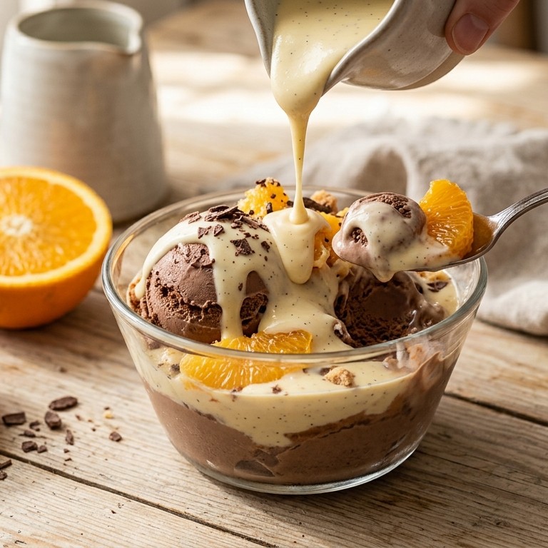 Vla op ijs met fruit