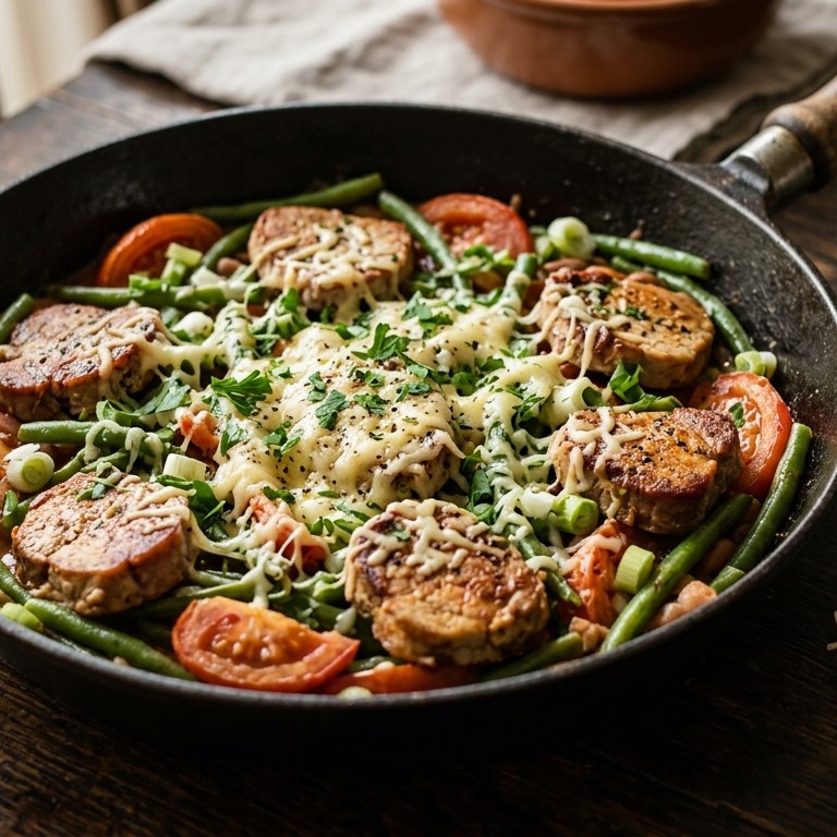 Vleespannetje met bonen en tomaten