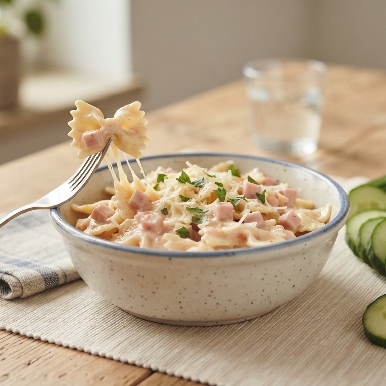 Vlindermacaroni met ham en kaas (kinderrecept)
