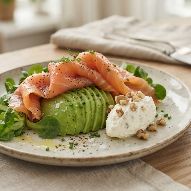 Voorgerecht met avocado en zalm