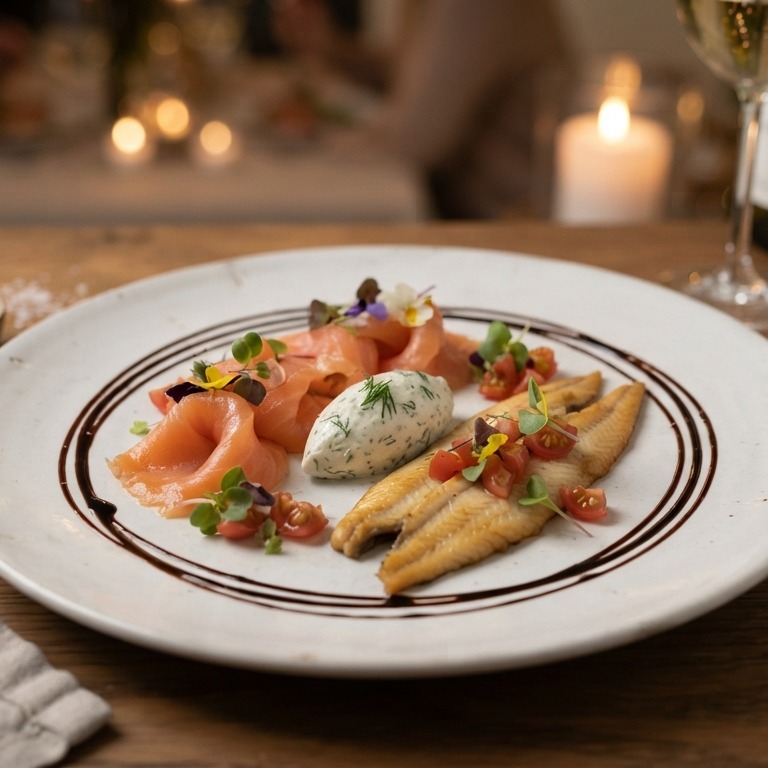 Voorgerecht van zalm en paling