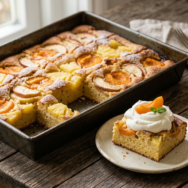 Vruchten gebak van de bakplaat