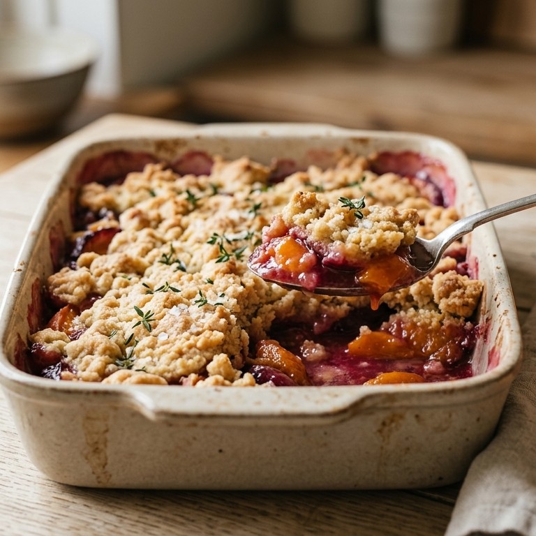 Vruchtencrumble met tijm