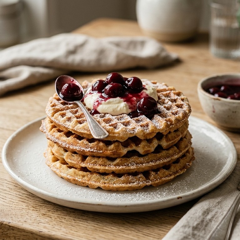 Wafels met crème fraiche