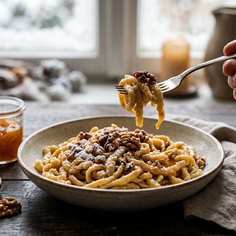Walnoot rum spätzle