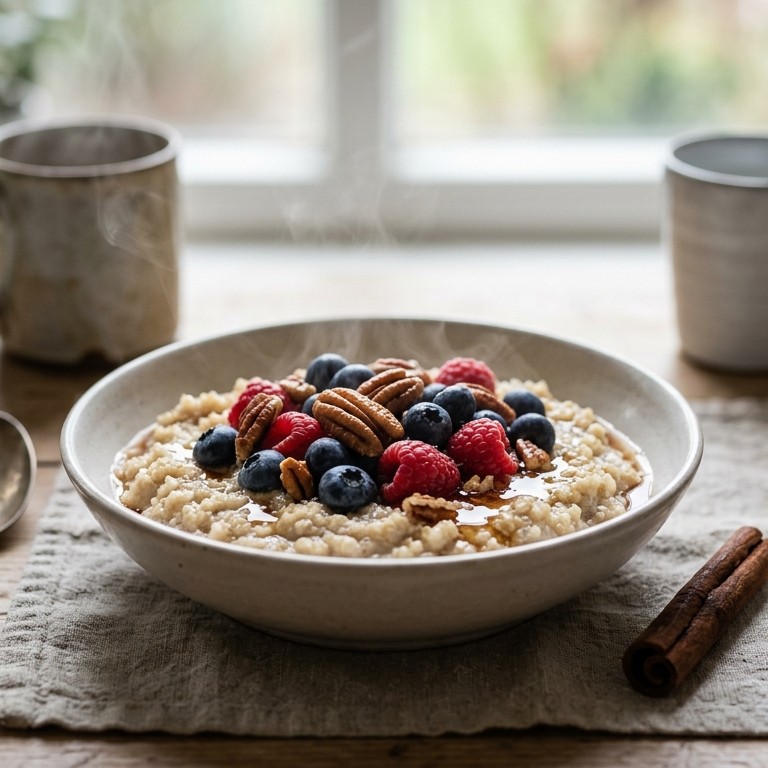Warme amandelquinoa met frambozen en/of bosbessen