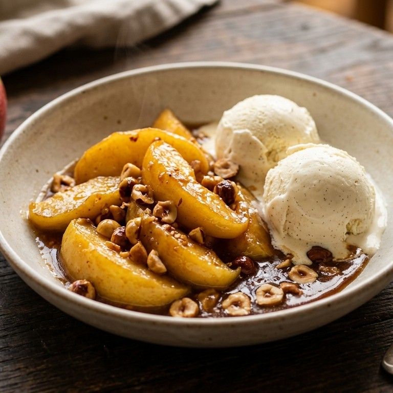 Warme appel met noten en likeur