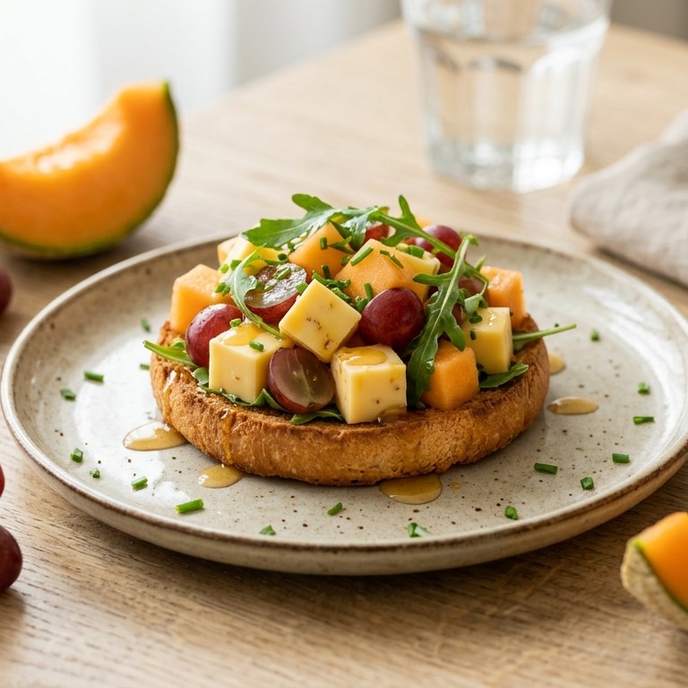 Warme beschuitbol met kaas-fruitsalade