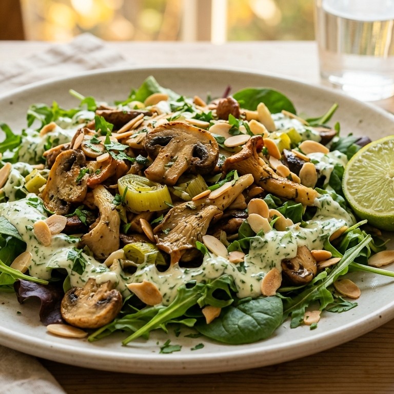 Warme champignonsalade met peterseliedressing