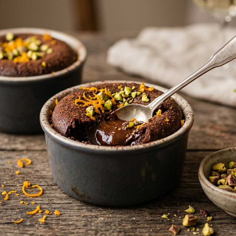 Warme chocolade-sinaasappelcakejes