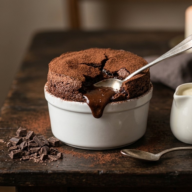 Warme chocolade souffle met vulling
