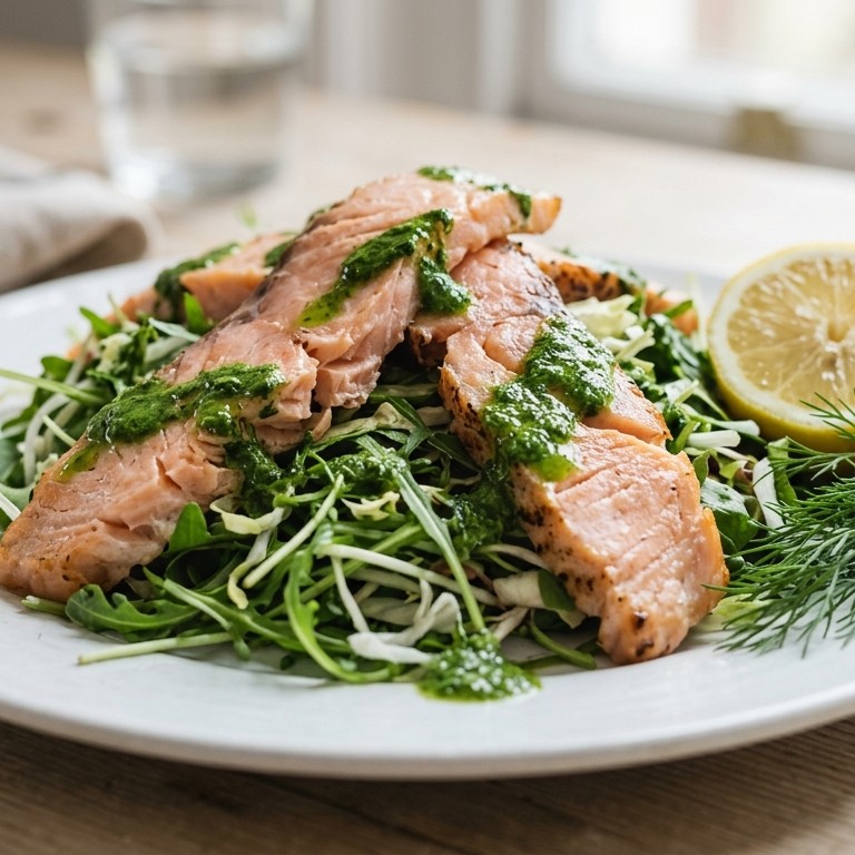 Warme gerookte zalm met spinaziedressing