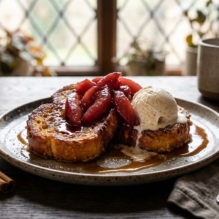 Wentelteefjes van brioche en stoofperen