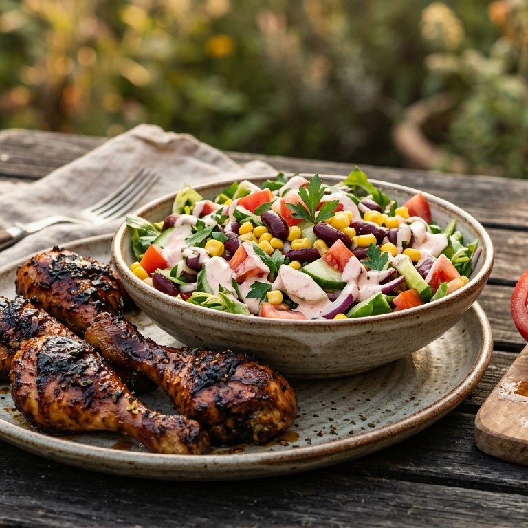 Westernsalade met drumsticks
