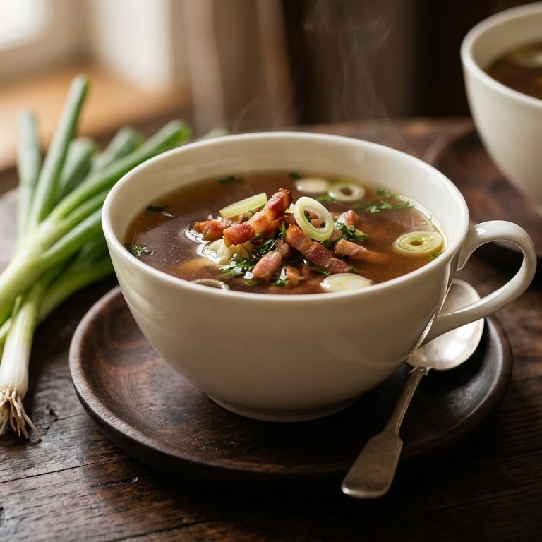 Wildbouillon met bosui en spekjes
