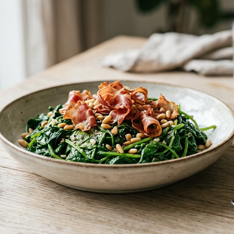 Wilde spinazie met Parmaham