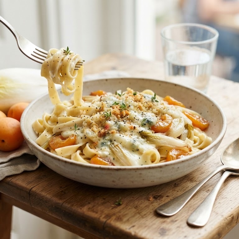 Witlof-abrikoos tagliatelle