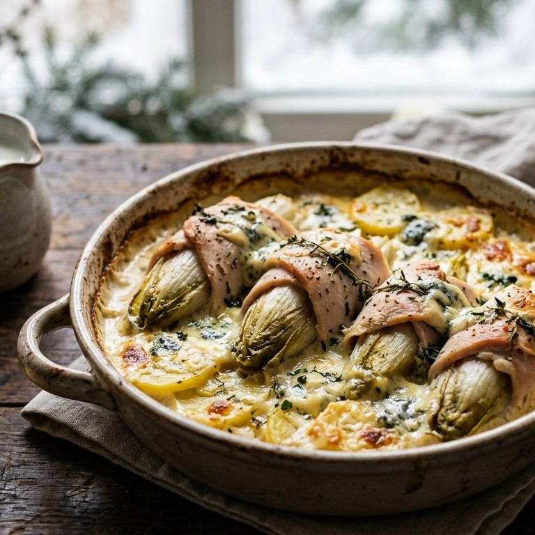 Witlof in oven  met gorganzola kaas