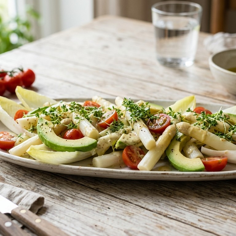 Witlofsalade met asperges en avocado