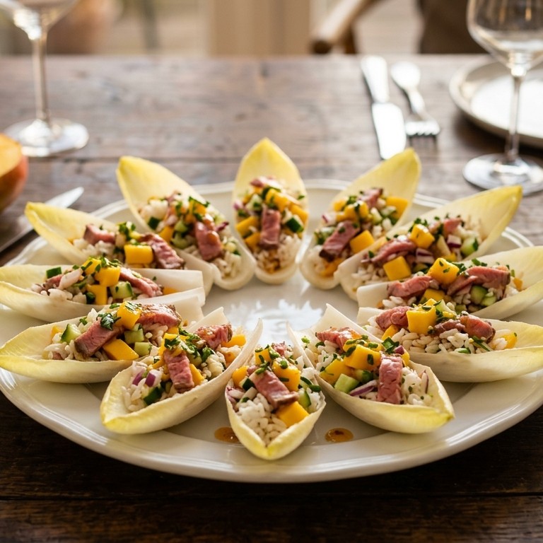 Witlofschuitjes met rijstsalade