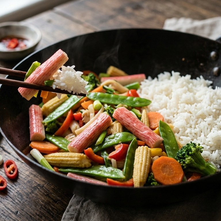 Wokschotel met surimi