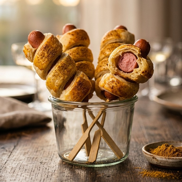 Worstenbroodjes aan een prikker