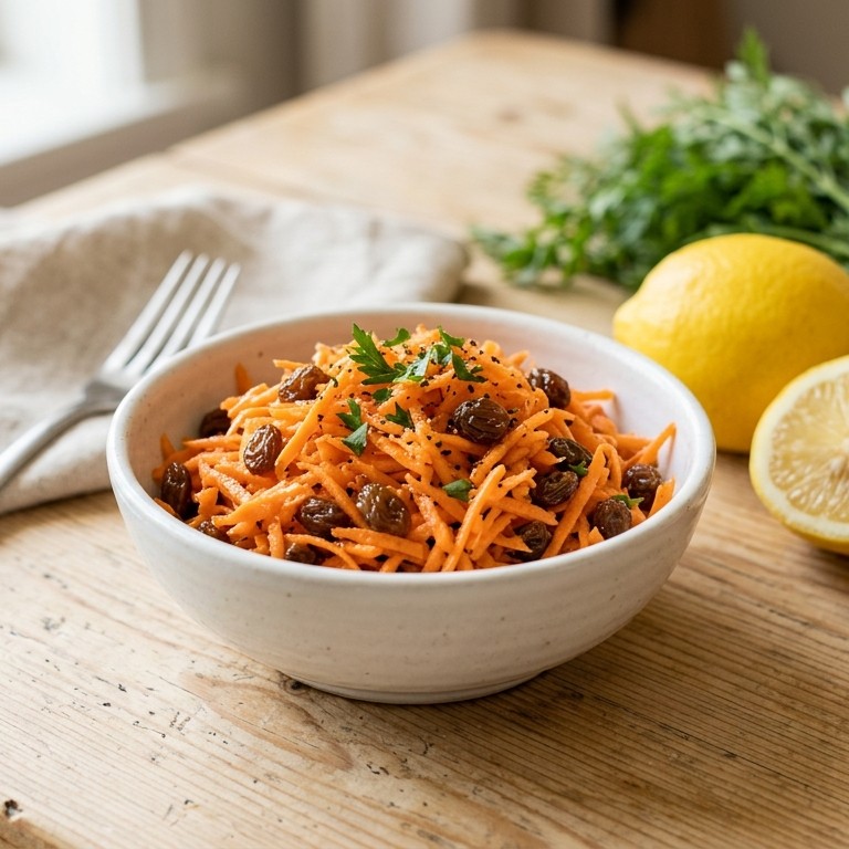 Wortel salade met rozijnen