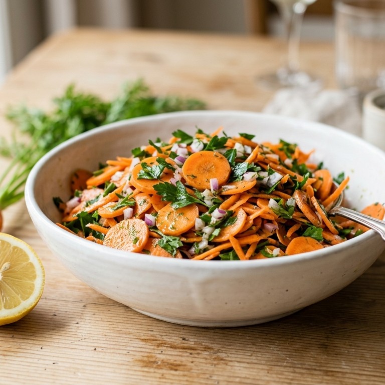 Wortelsalade met peterselie en ui