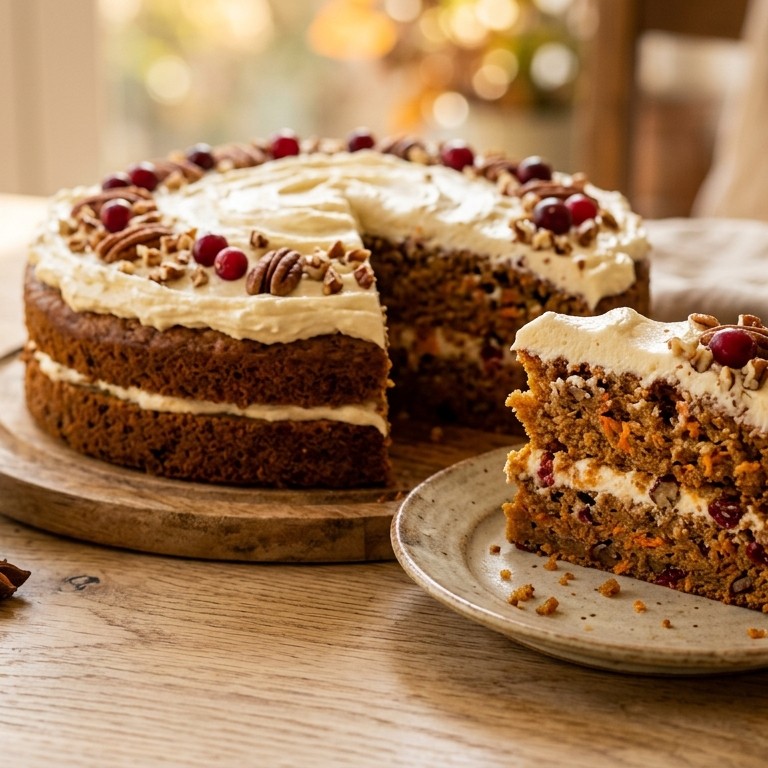 Worteltaart met pecannoten en mascarpone