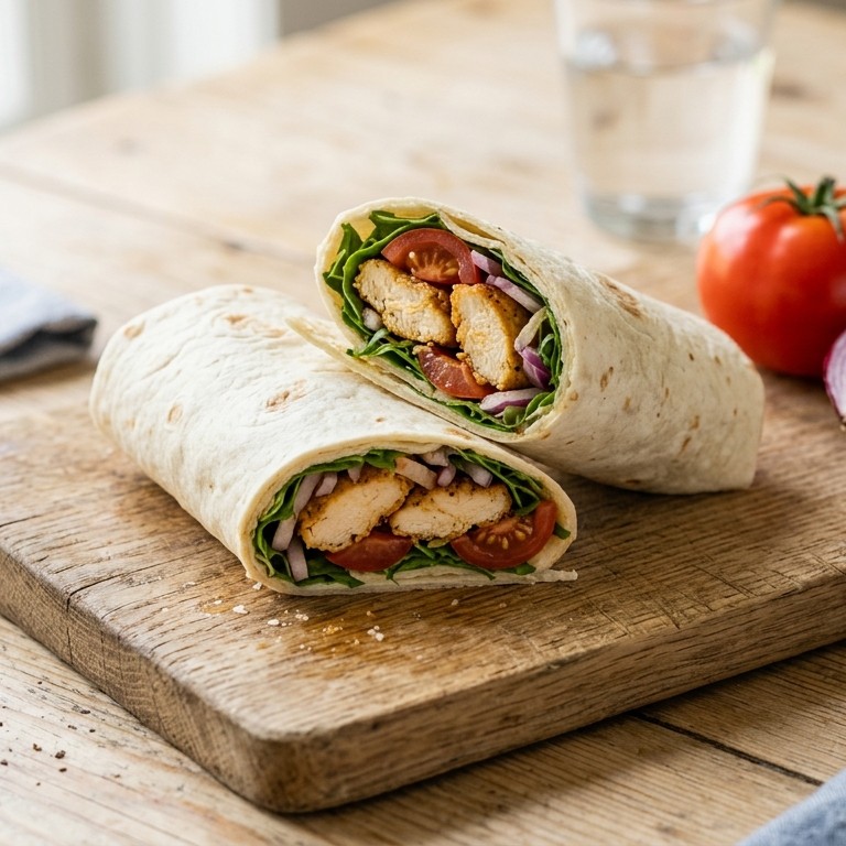 Wrap met sla en gebakken kip