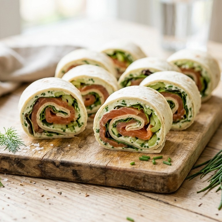 Wraps met gerookte zalm en wasabi