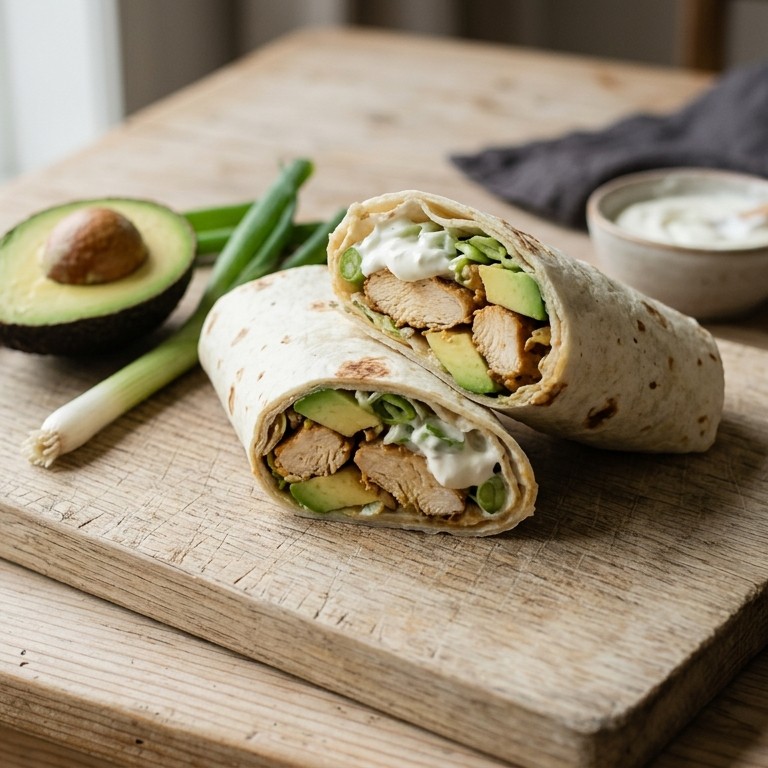 Wraps met kipfilet, avocado en zure room