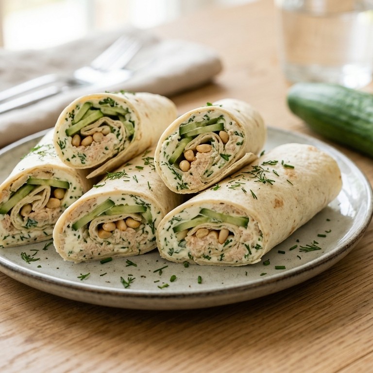 Wraps met krabpaté, komkommer en Boursin