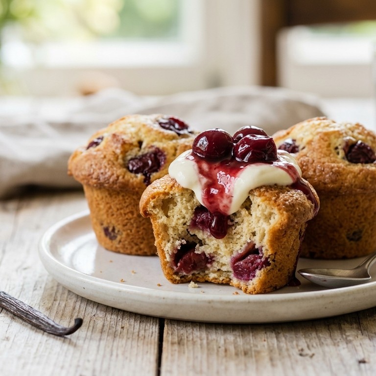Yoghurt-kersenmuffins