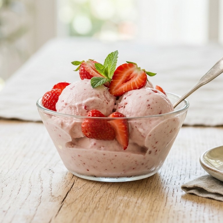 Yoghurt roomijs met aardbeien