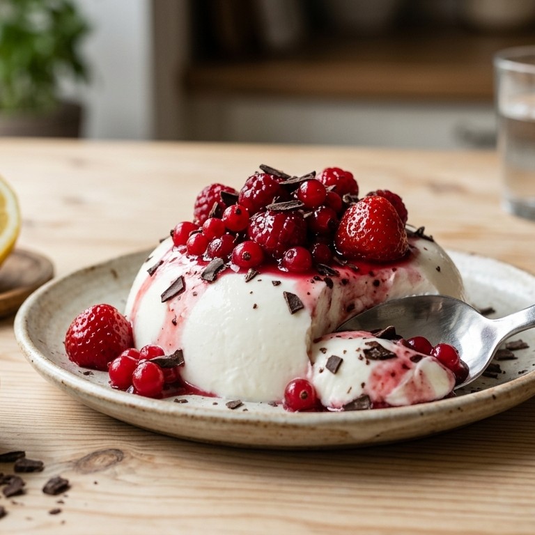 Yoghurtcrème met rode vruchten