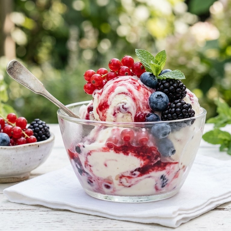Yoghurtijs met rood fruit